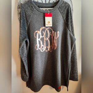 NWT Marleylilly Monogrammed Tunic Sweatshirt